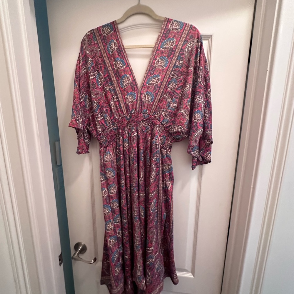 Silky Jumpsuit/Romper V Neck, Elastic Waist Band, wide Leg